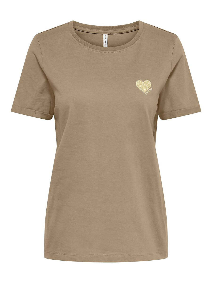 Camiseta con estampado de pequeño corazón delante, ONLY