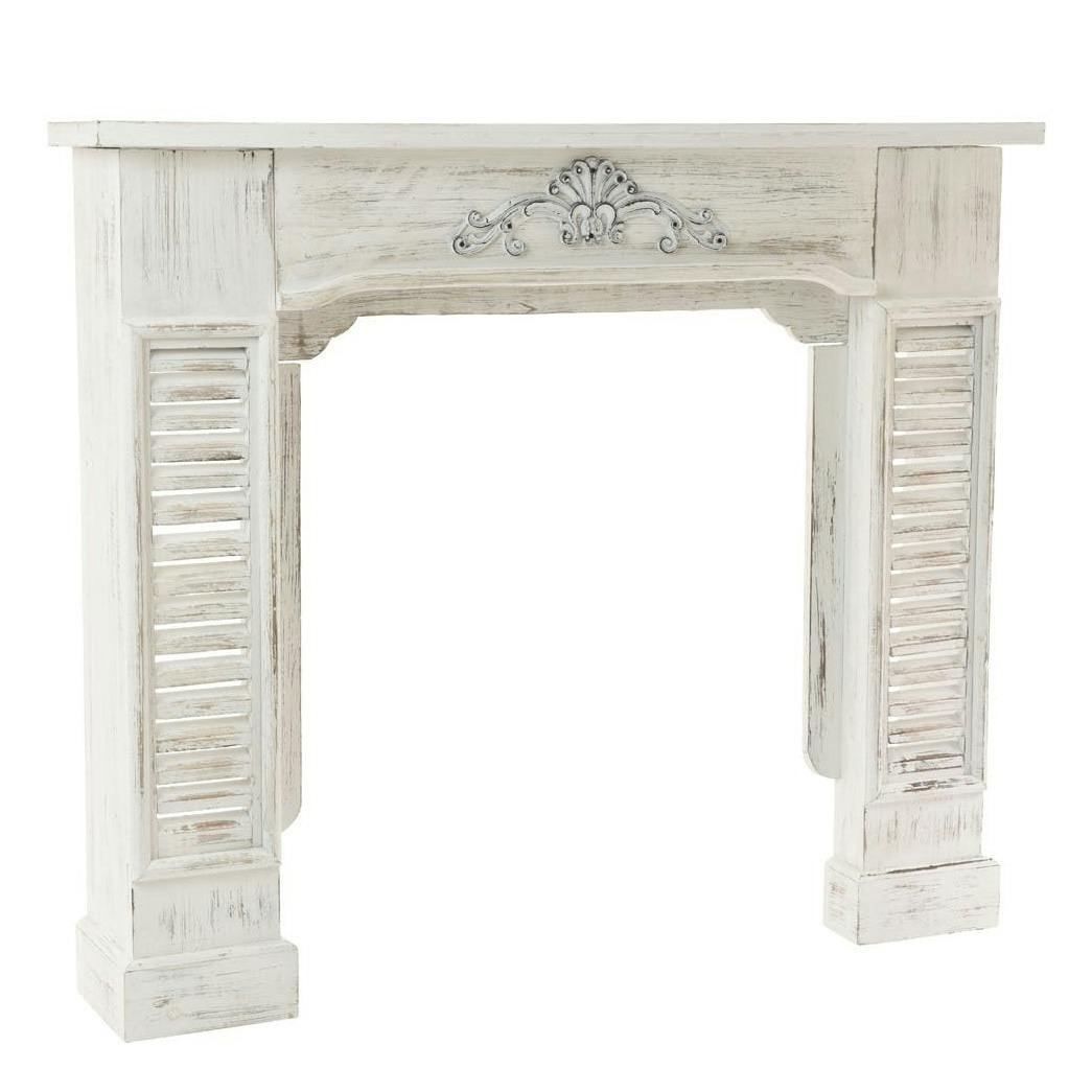 Manteau de cheminée en bois blanc aspect vieilli, PIER IMPORT