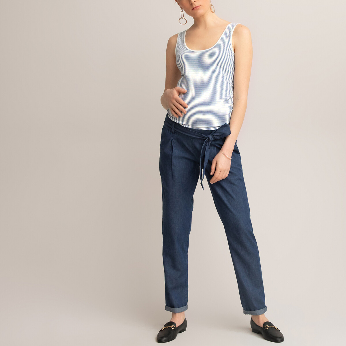 Lightweight denim maternity under bump 