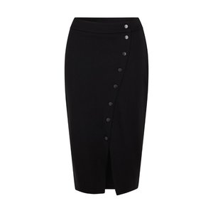 Midi Pencil Skirt with Asymmetric Buttoning