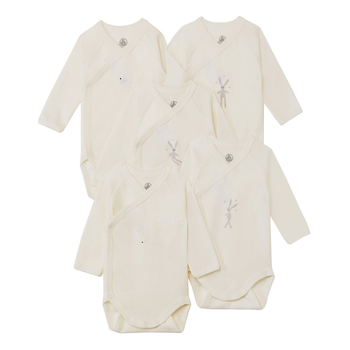 Confezione da 5 body nascita cotone bio 0 mesi-12 mesi bianco Petit Bateau  | La Redoute