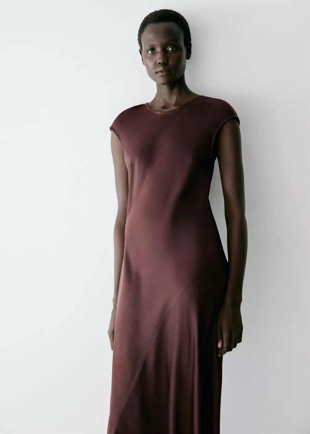 Robe midi col rond, MANGO
