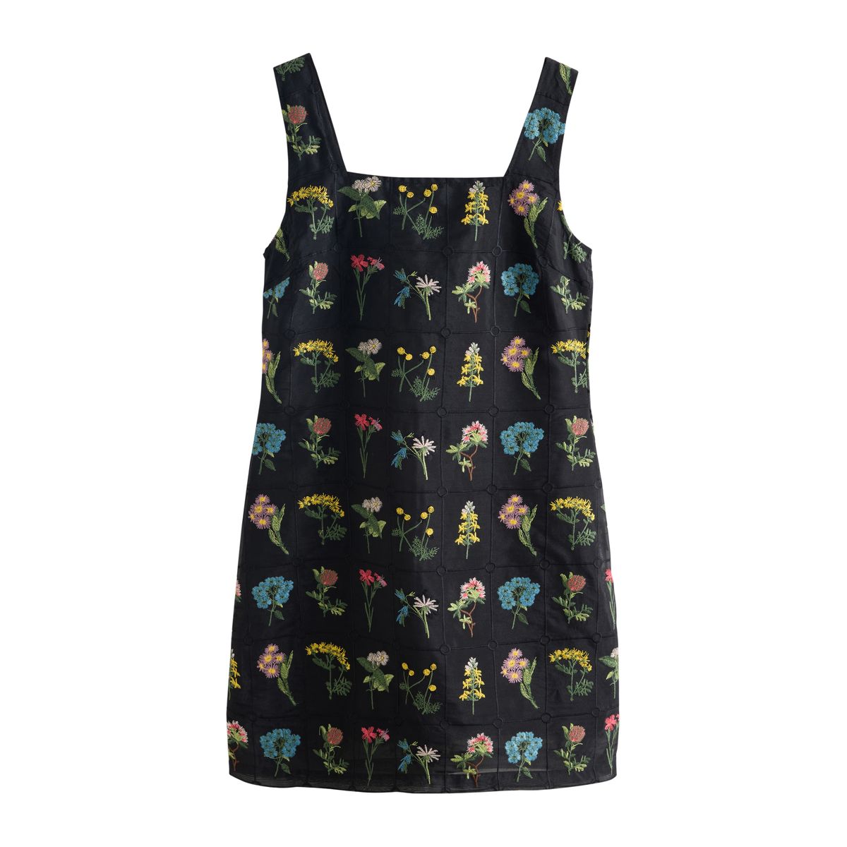 Robe courte droite avec broderies florales, NEXT