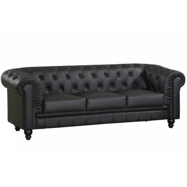 canape chesterfield simili noir capitonne 3 places playa
