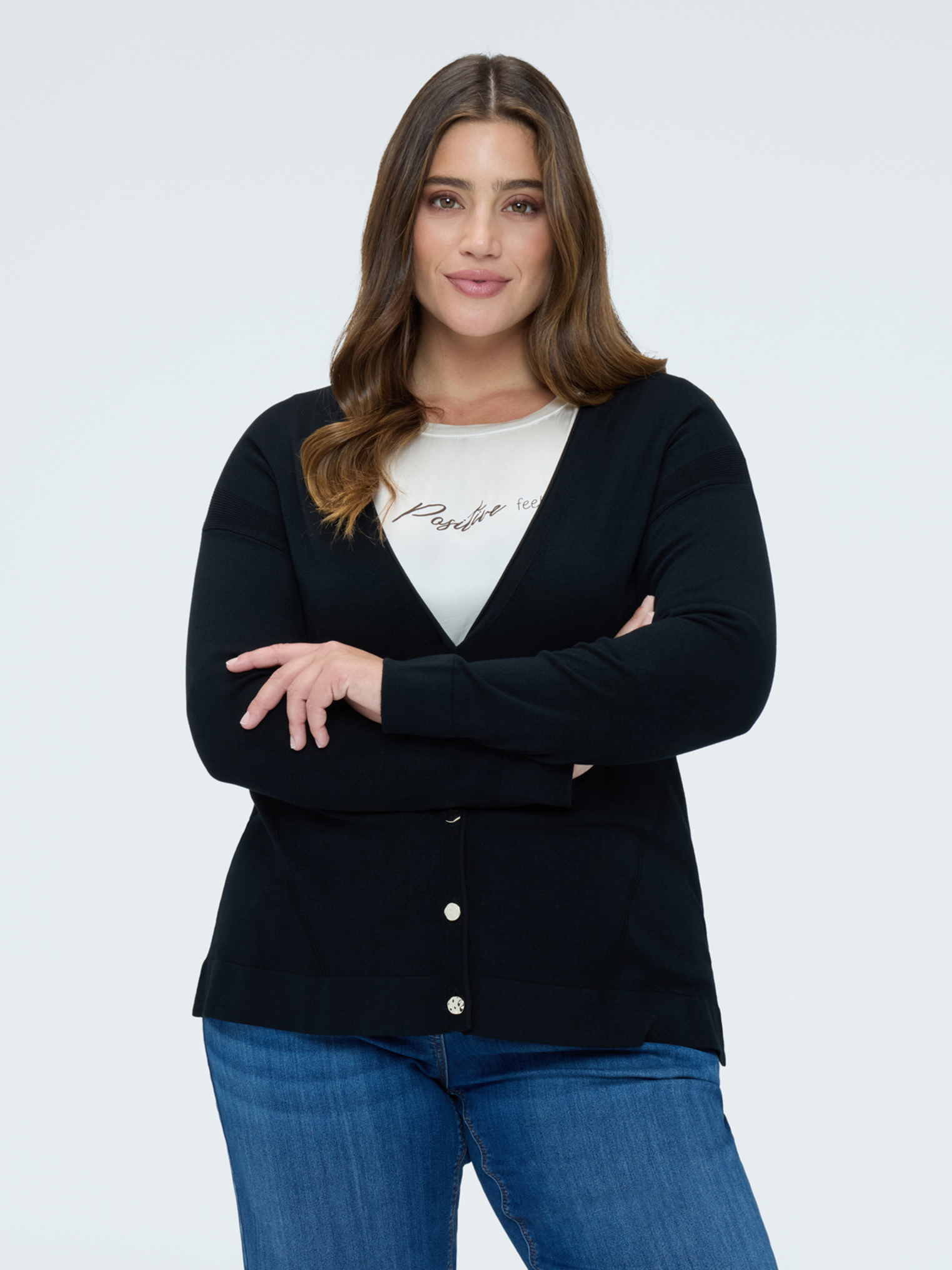 Cardigan col V avec boutons, FIORELLA RUBINO