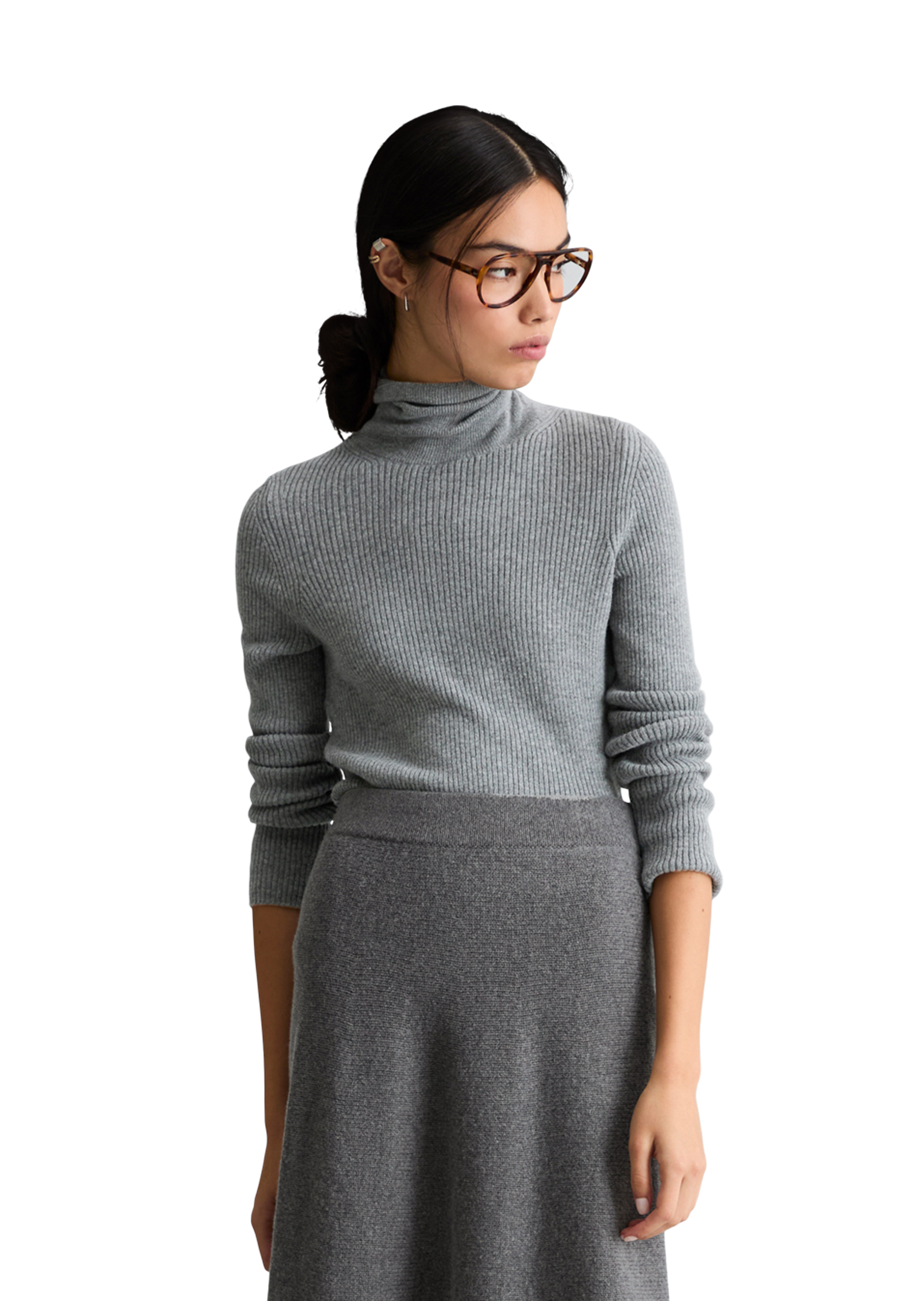 Pull à col roulé ajusté en un mélange doux de laine vierge et de viscose, MARC O’POLO DENIM
