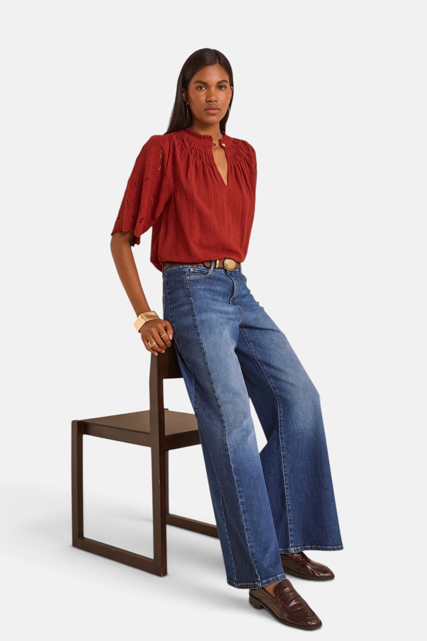 Jean bicolore extra large en coton SAVANA, Maison 123
