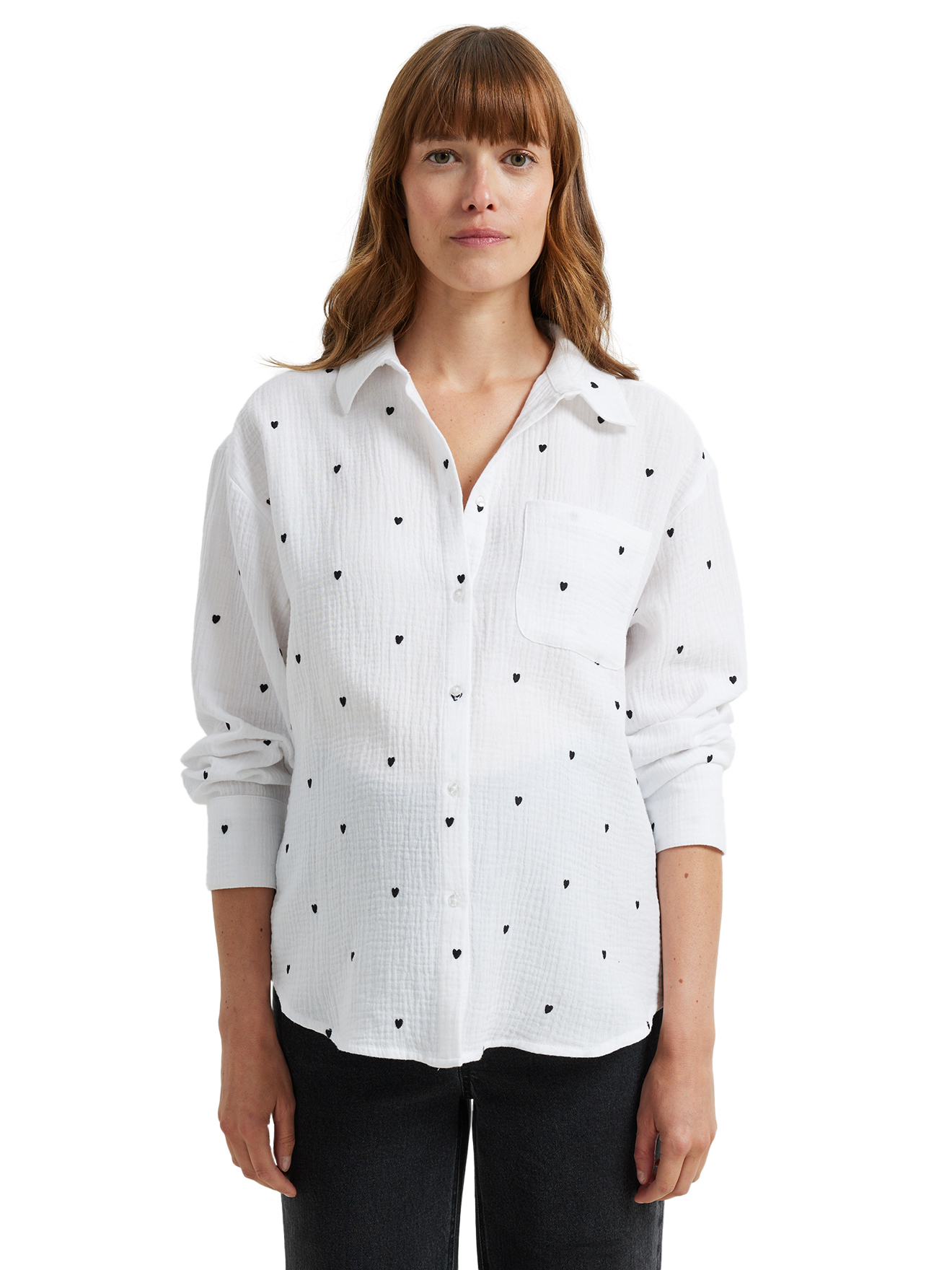 Chemise gaze de coton brodé FM grossesse et allaitement, VERTBAUDET