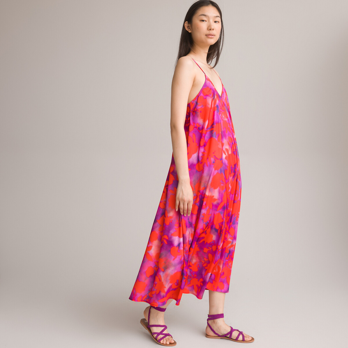 Recycled floral midaxi dress, floral print, La Redoute Collections | La ...