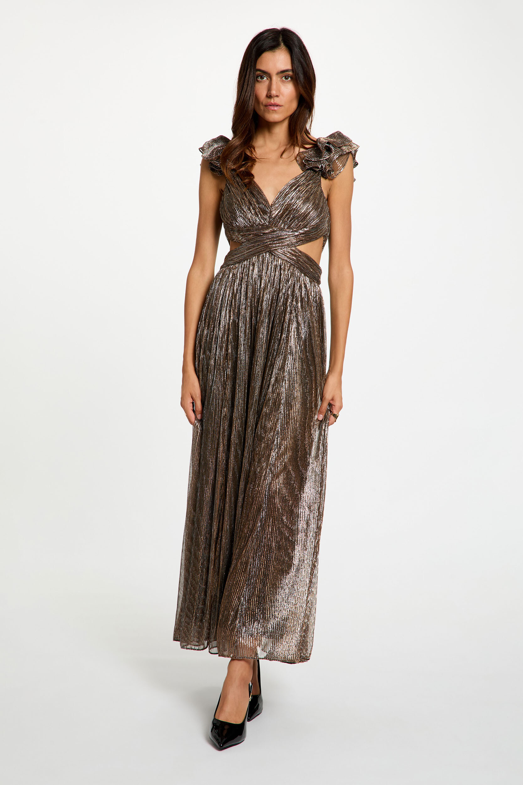 Robe longue col v, MORGAN