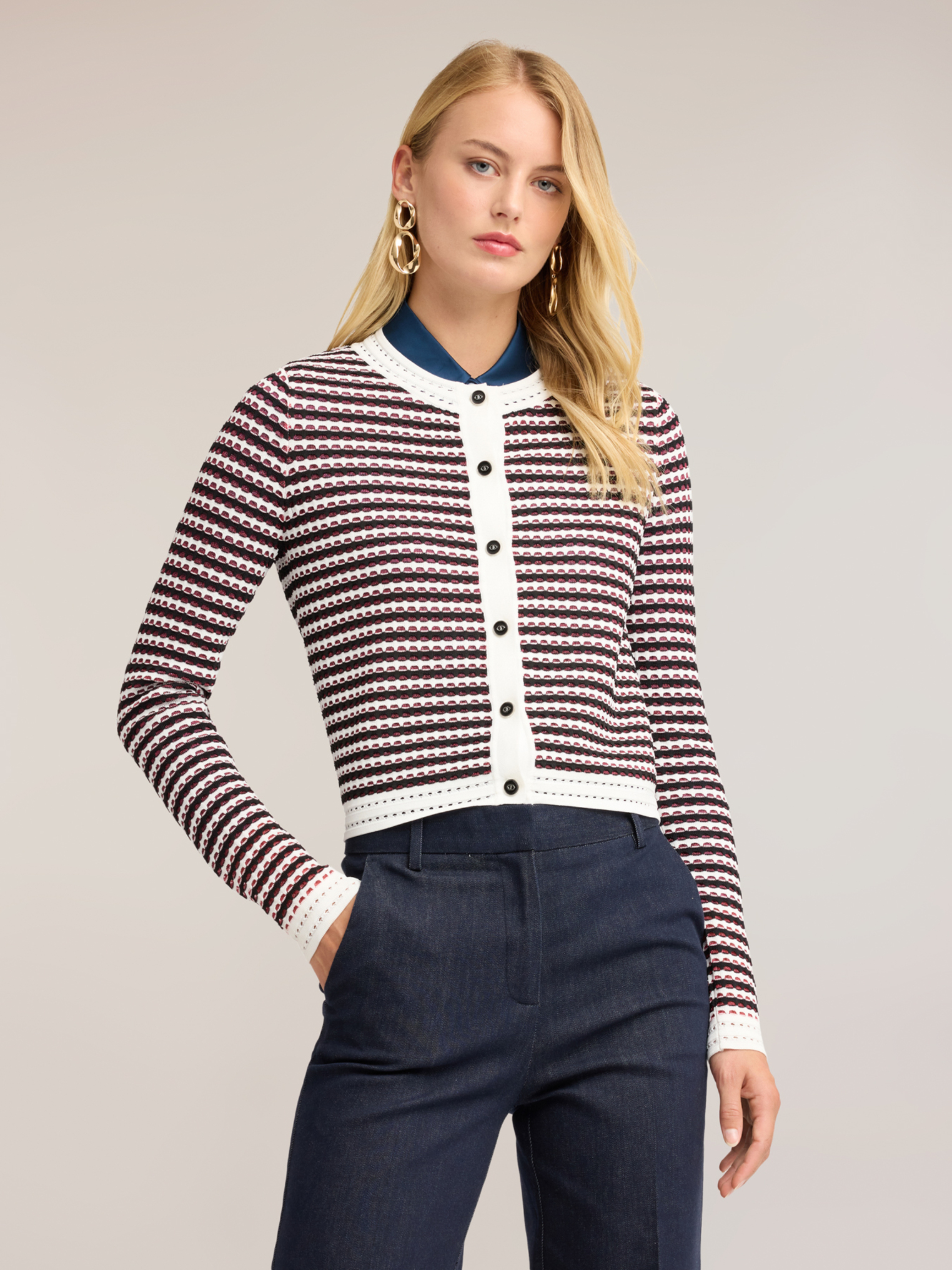 Cardigan ajouré à rayures, MOTIVI