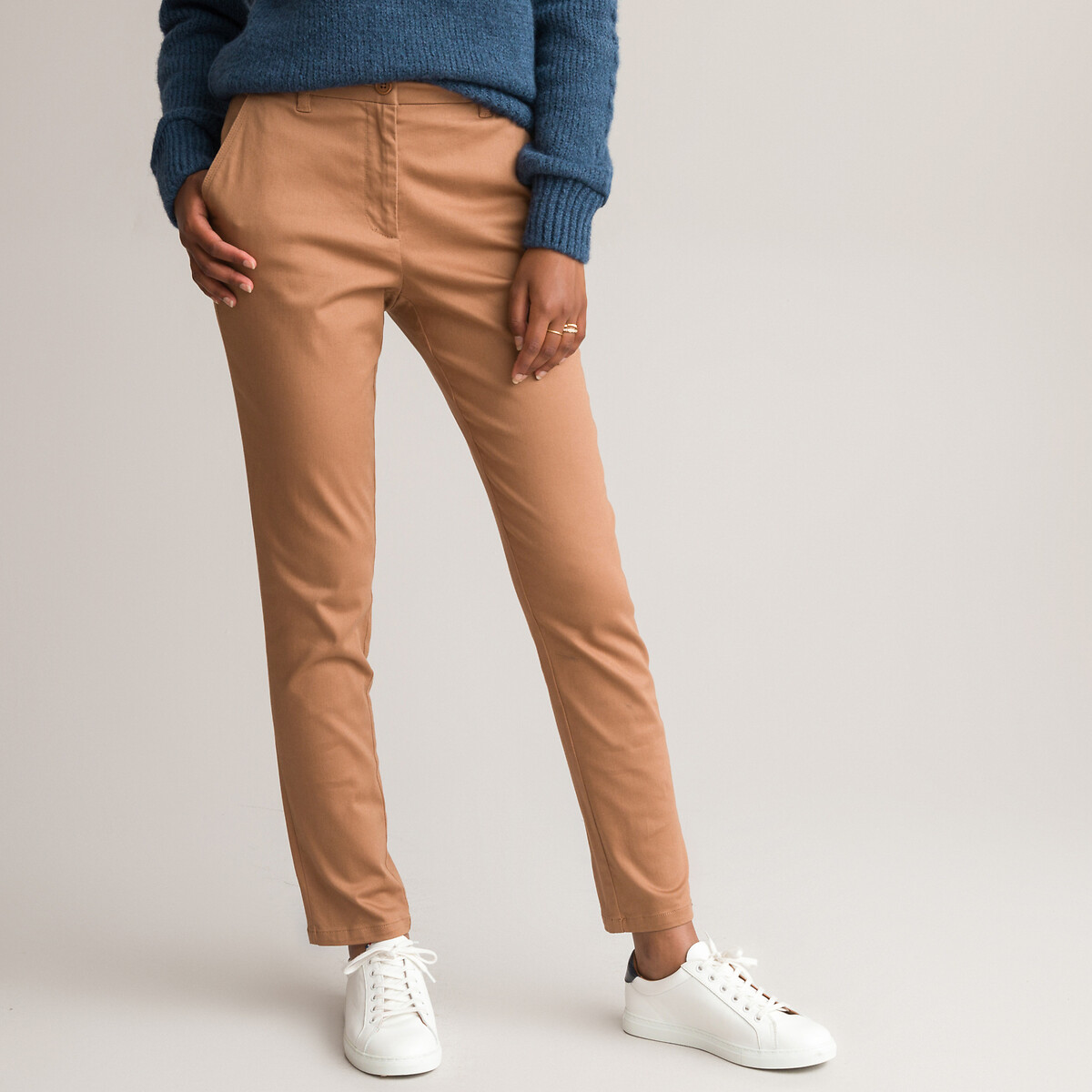 Image of Straight Stretch Cotton Chinos, Length 27.5"