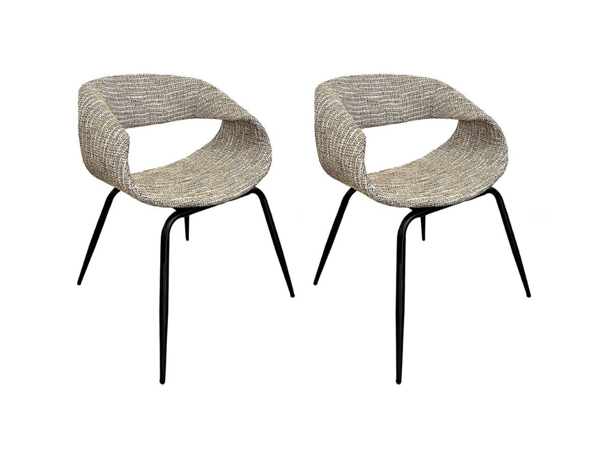 Lot de 2 chaises tissu texturé, ISABELLE, BOBOCHIC