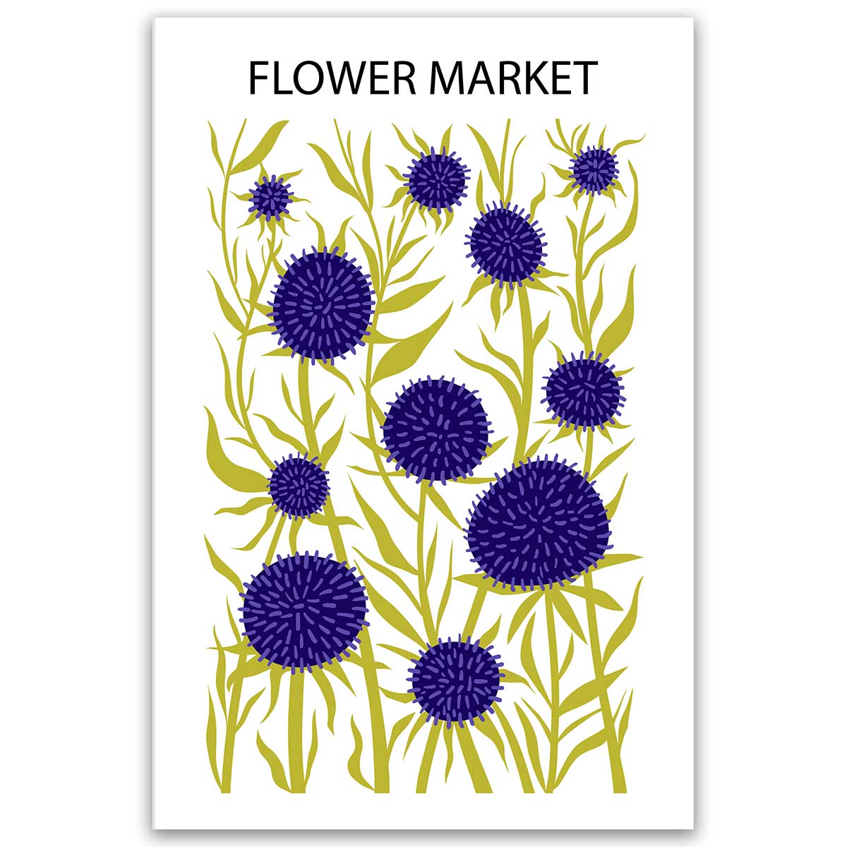 Tableau fleurs violettes et feuillage vert moderne, HEXOA