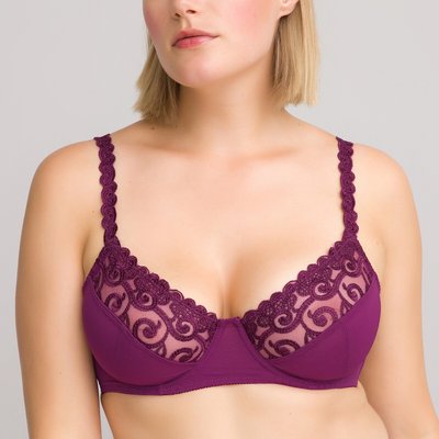 Embroidered Tulle Minimiser Bra LA REDOUTE COLLECTIONS PLUS