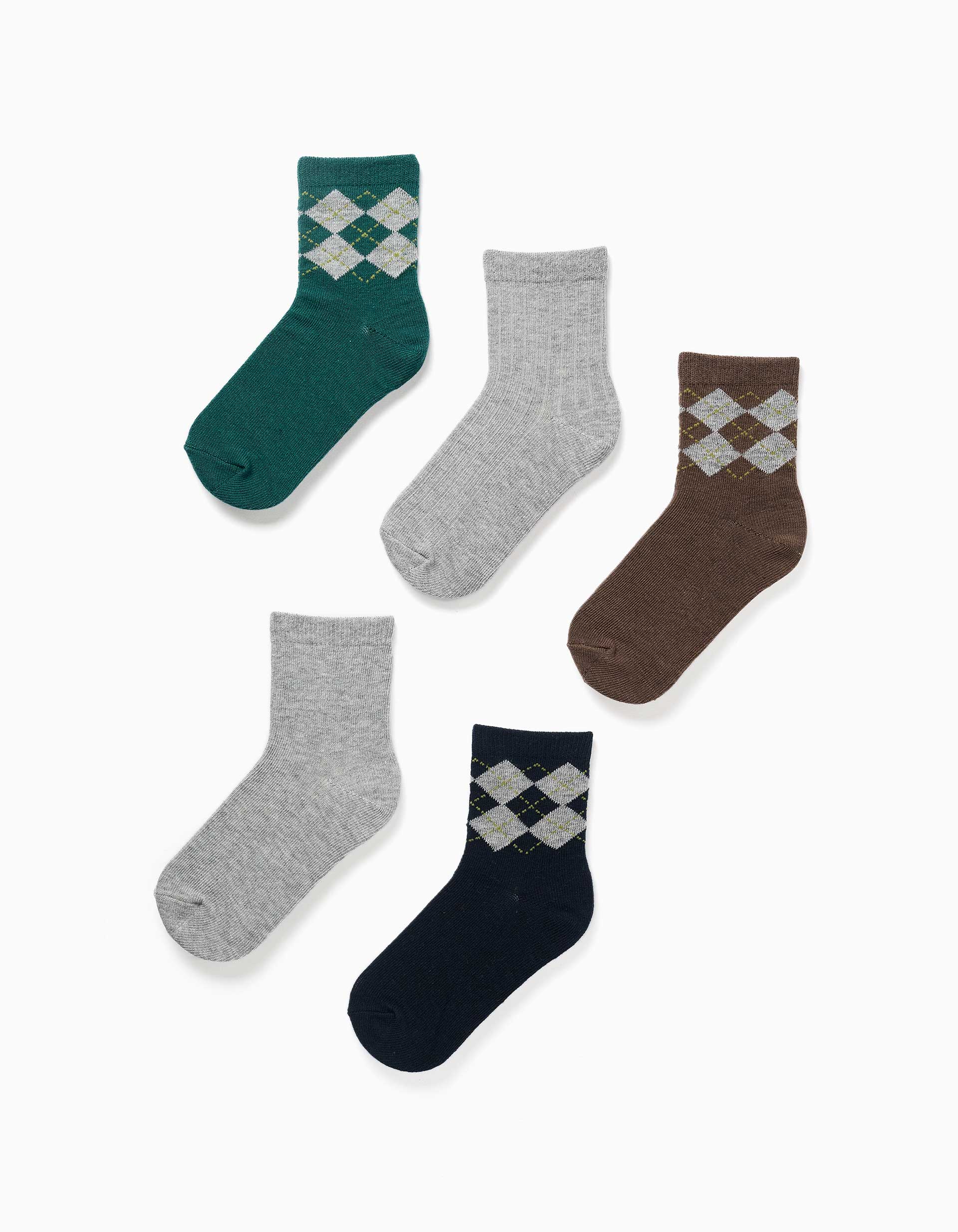 Lot de 5 paires de chaussettes avec jacquard losange, ZIPPY