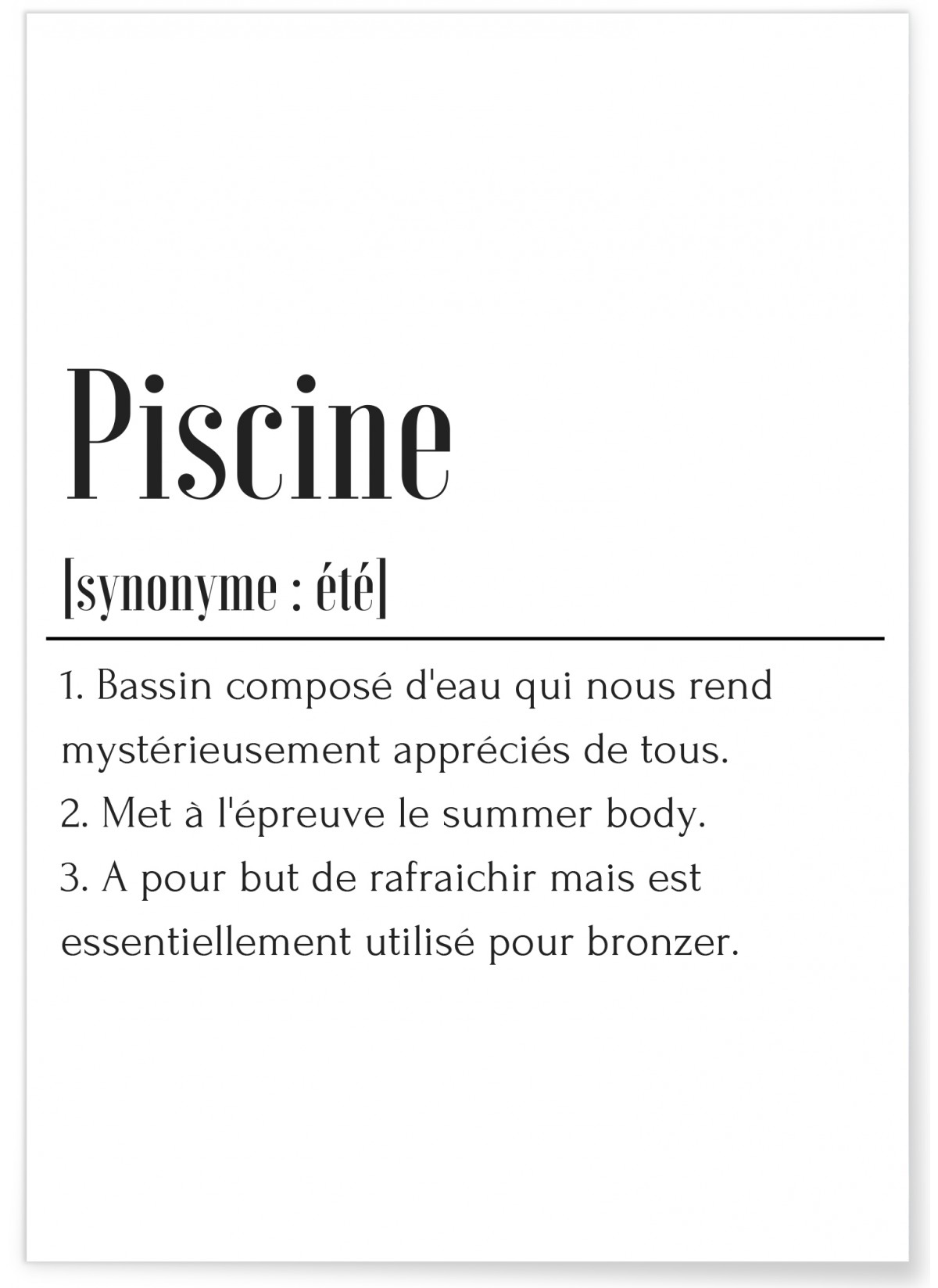 Affiche Définition Piscine, L'AFFICHERIE