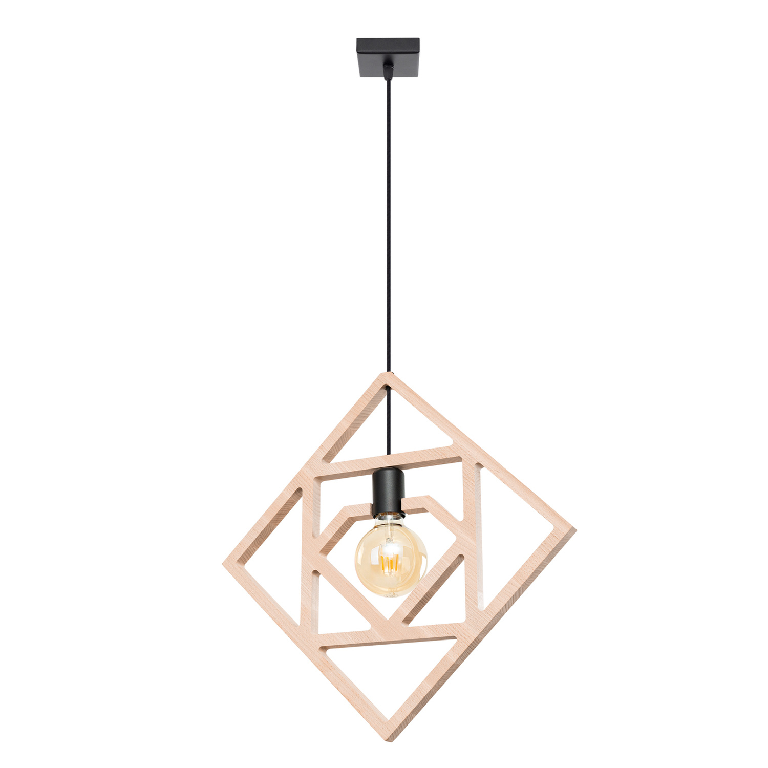Suspension Bois Naturel E27 1 Caro, EDEN