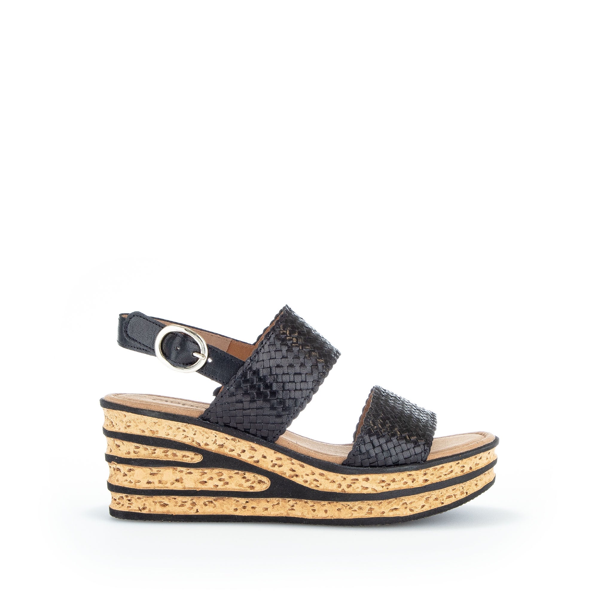 Sandales en cuir à talon compensé, GABOR