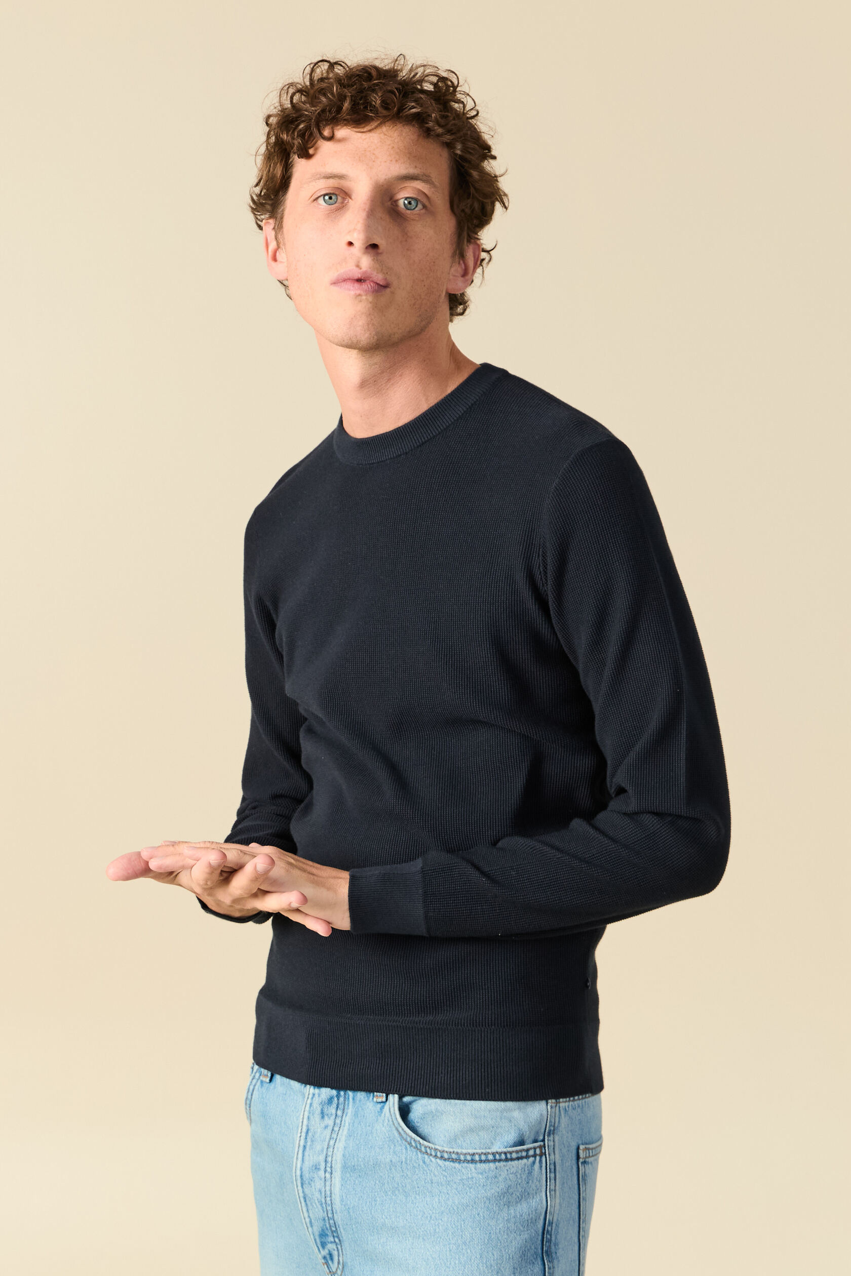 Pull fin col rond manches longues, BONOBO