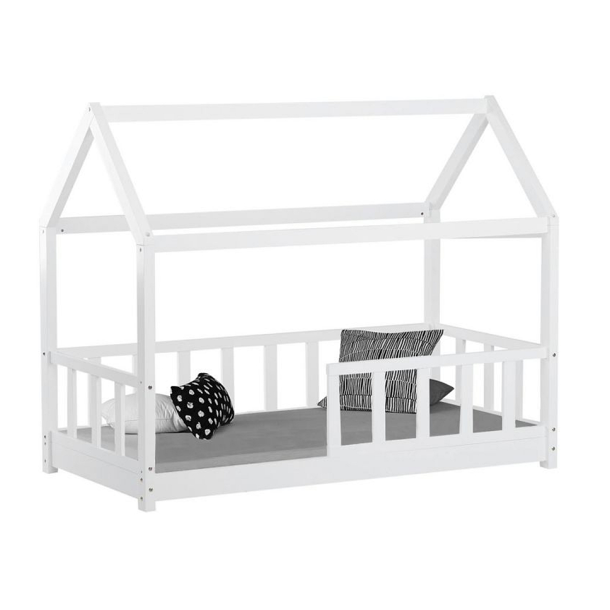 Lit enfant 80x160 matelas cabane barrières, HOMESTYLE4U