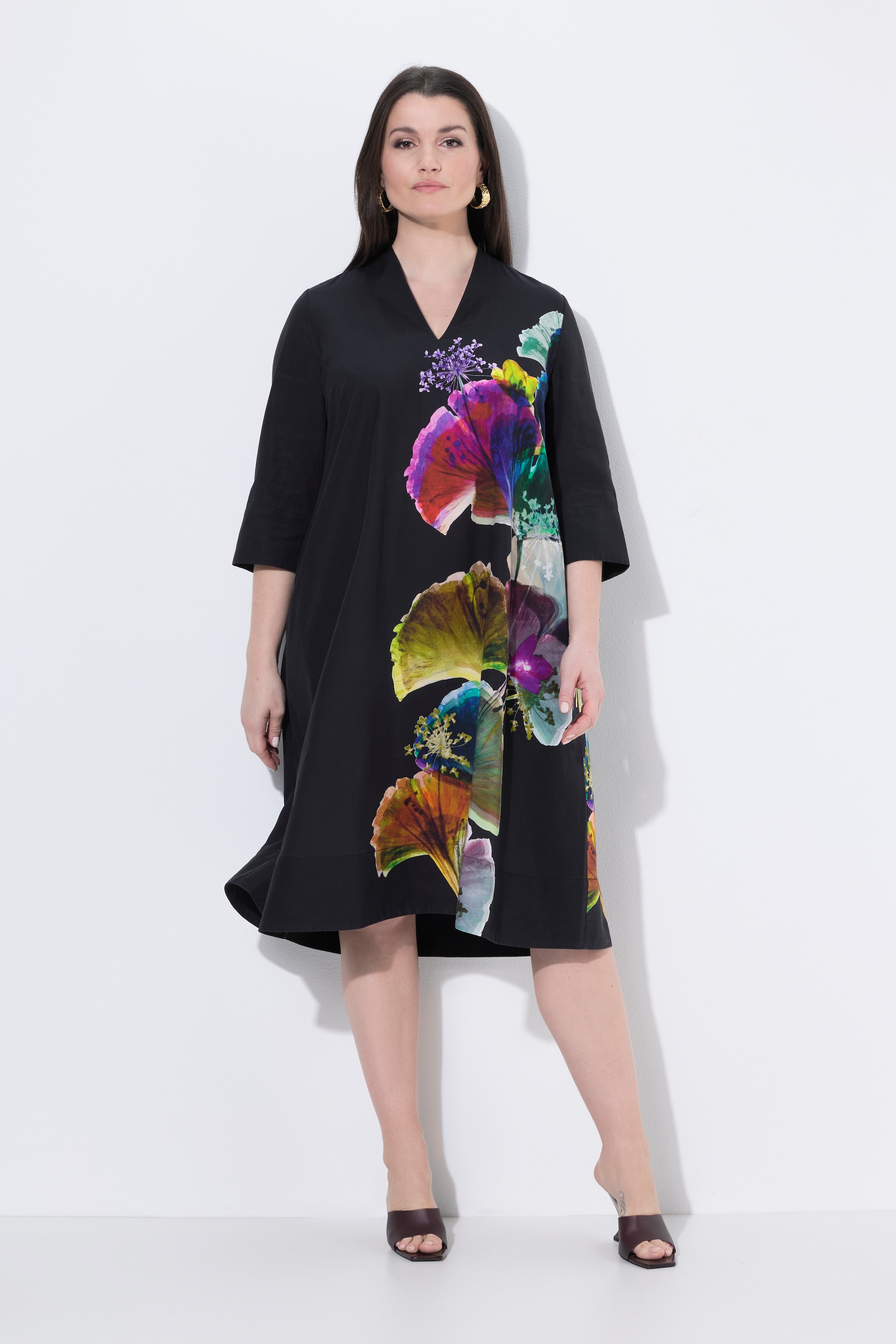 Robe midi, lyocell, coupe en A, col calice, ULLA POPKEN
