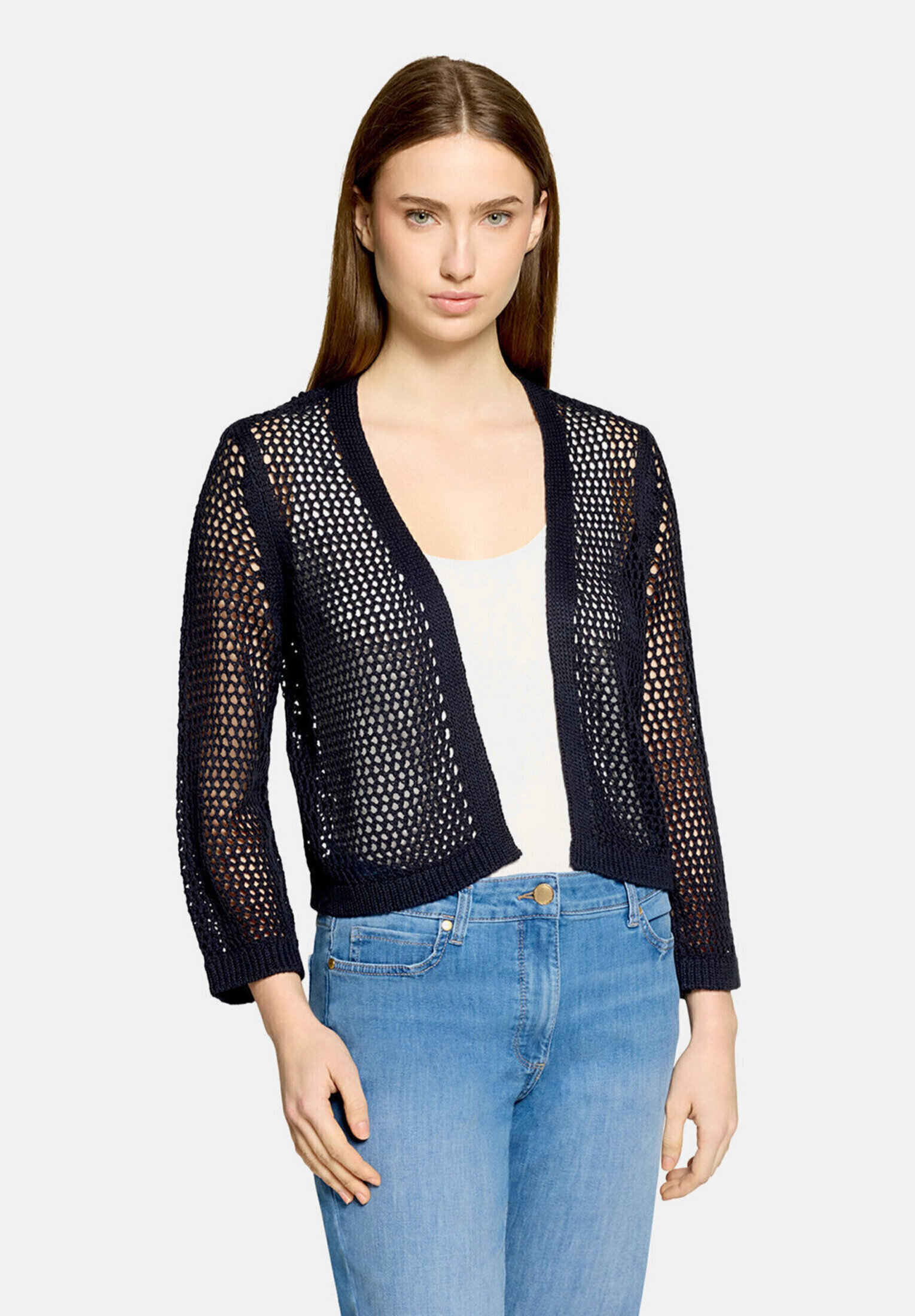 Cardigan en grosse maille à motif ajouré, BETTY BARCLAY
