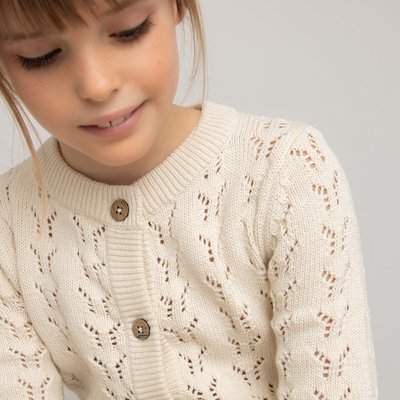 Cotton Openwork Knit Cardigan with Button Fastening LA REDOUTE COLLECTIONS