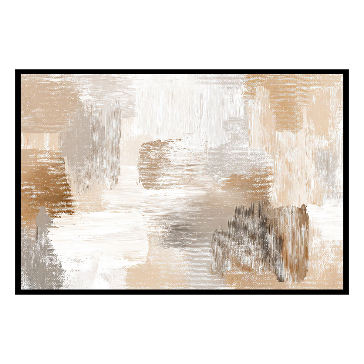 Affiche encadrée peinture abstraite beige, HEXOA