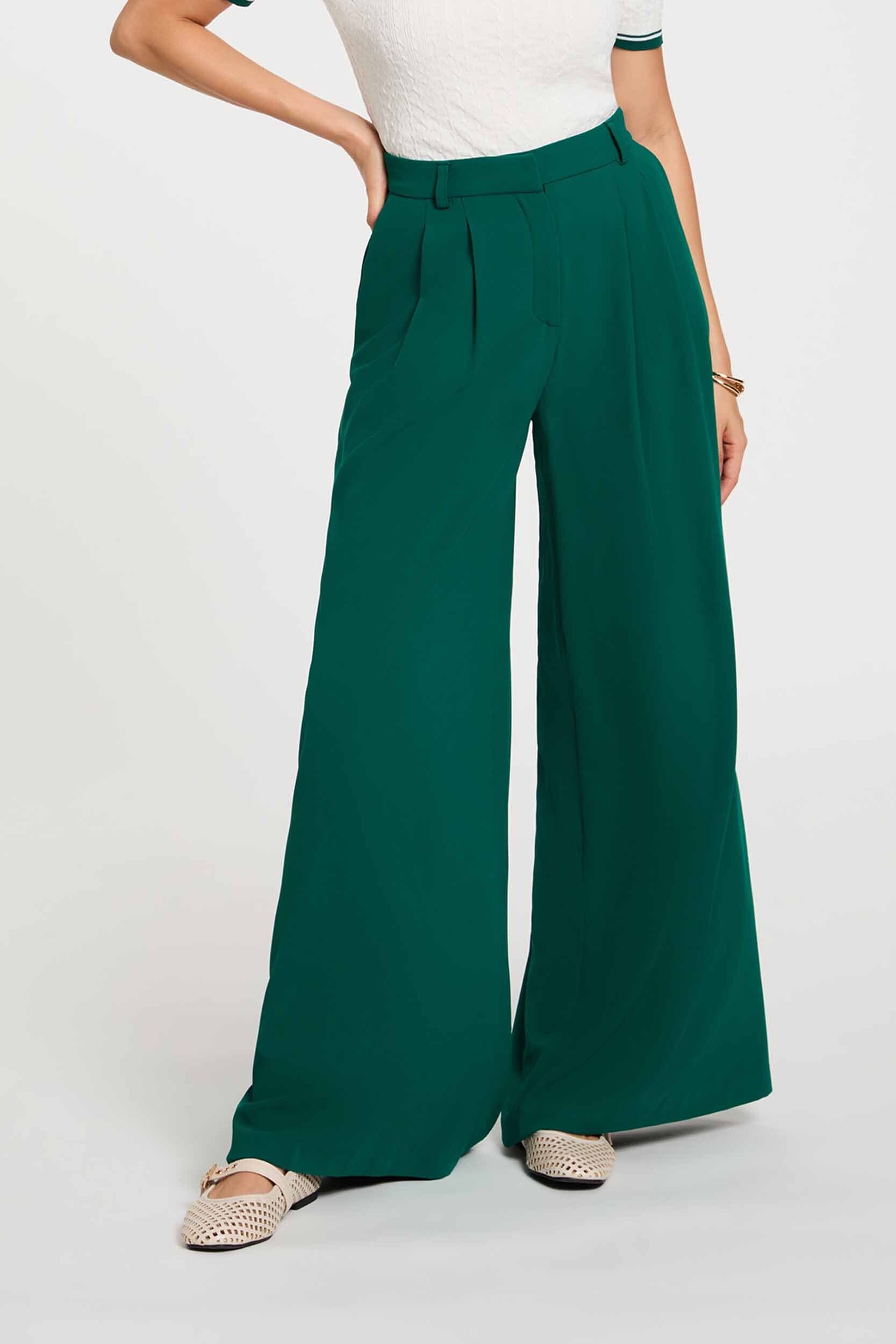 Pantalon large taille haute, MORGAN