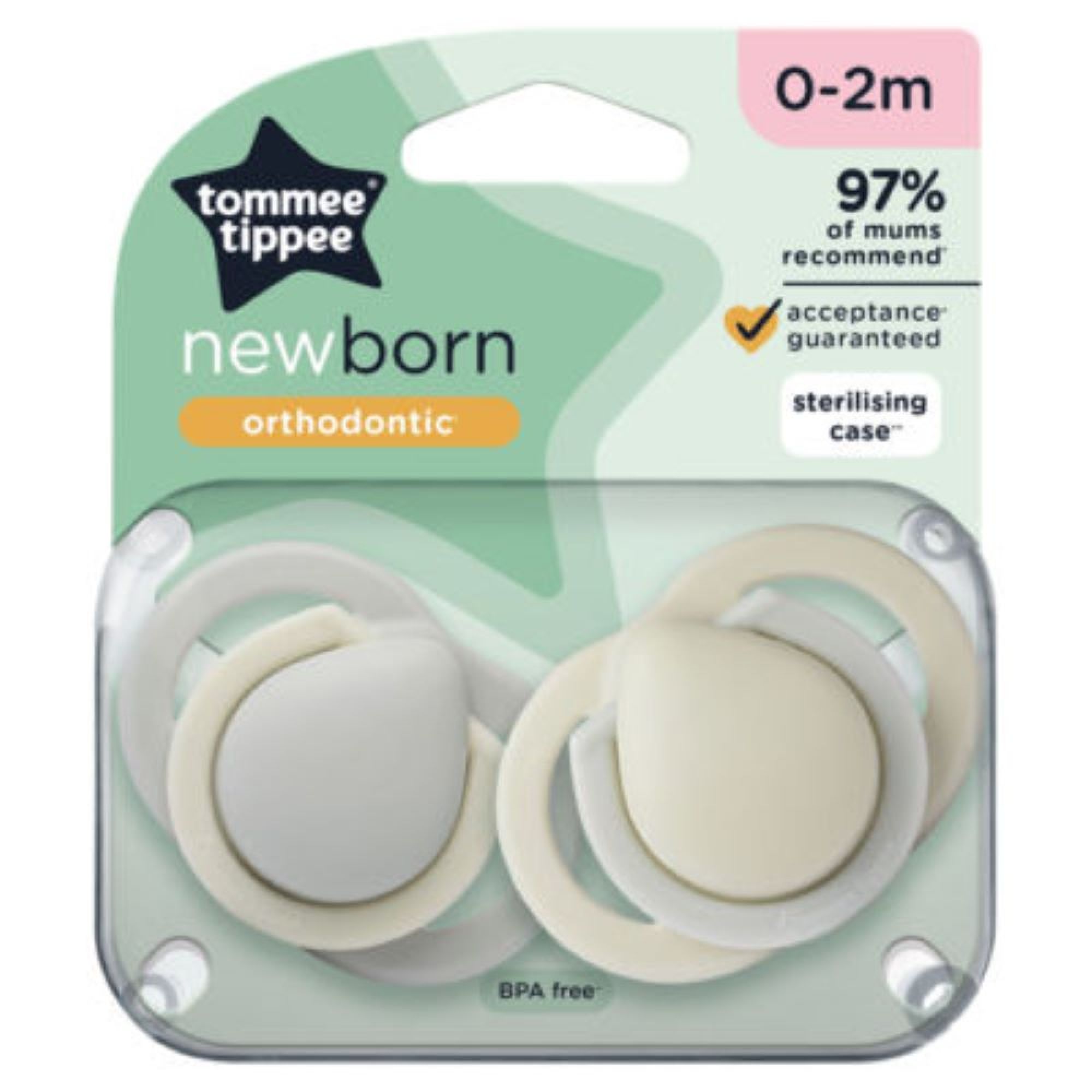 Lot de 2 sucettes en silicone ultra légère 0-6 mois Mat, TOMMEE TIPPEE