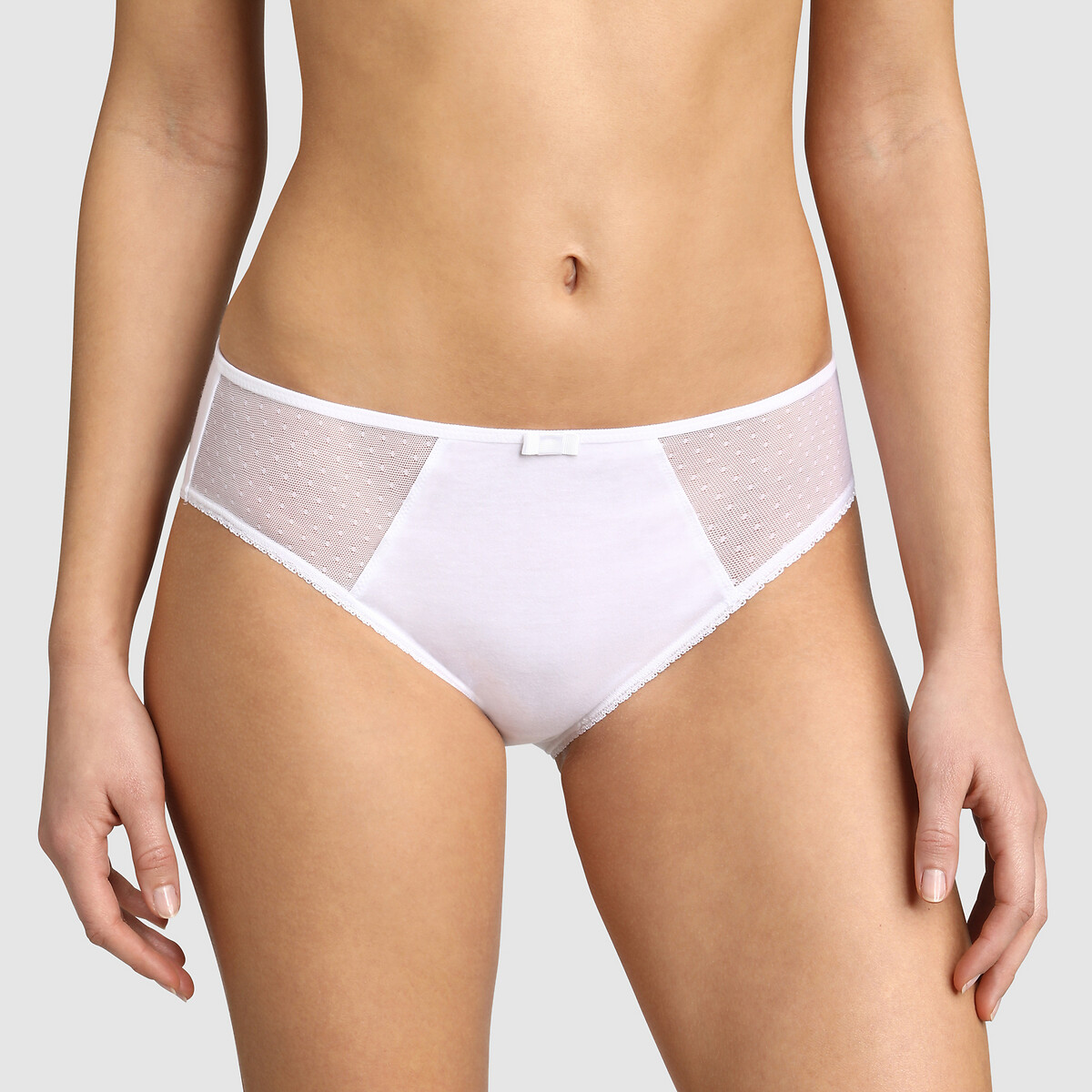 Woman's White/Blue Two-pack organic stretch cotton French knickers