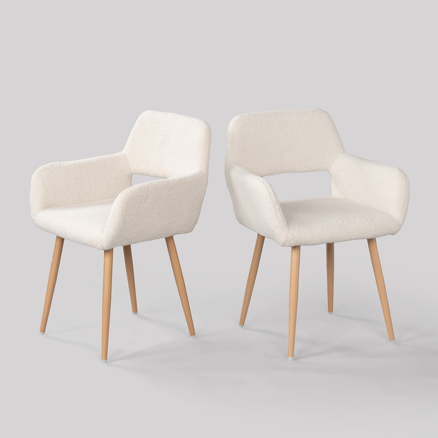 Lot de 2 chaise de salle à manger scandinave en bouclette, CROMWELL, MEUBLES COSY