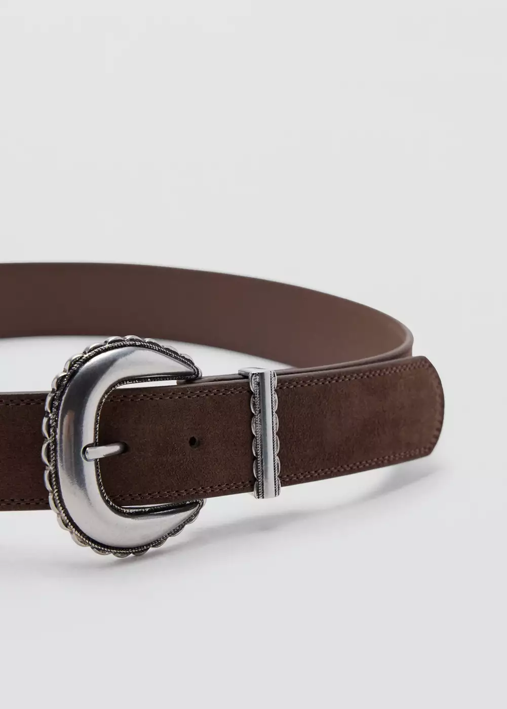 Ceinture cuir boucle gravée, MANGO