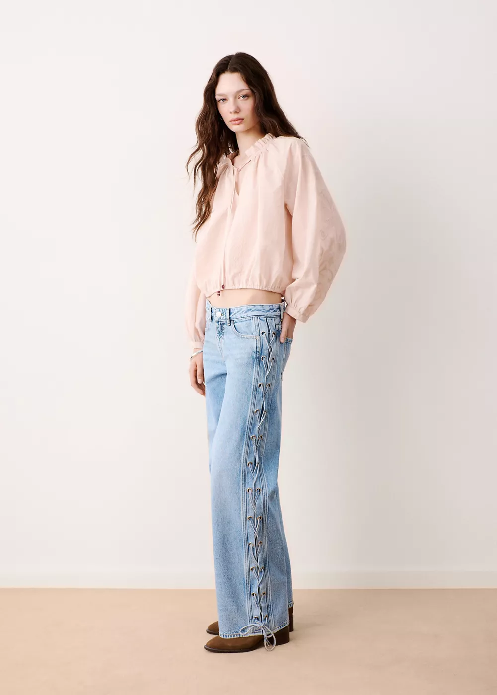 Jean droit détail cordon, MANGO TEEN