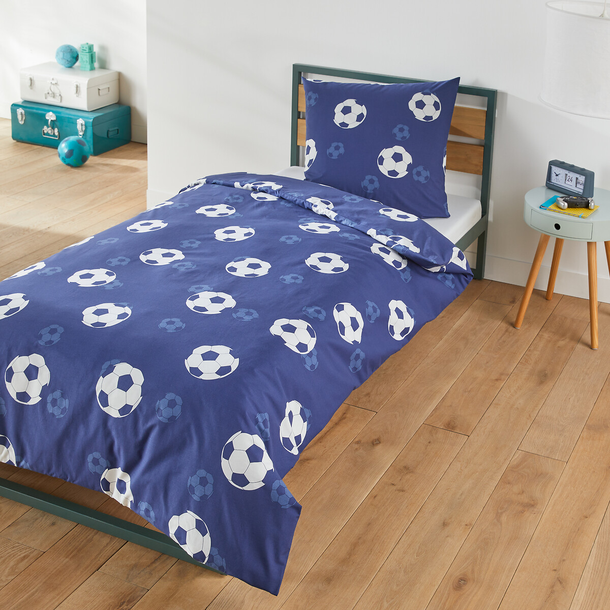 Blue Goal Football 100% Cotton Bed Set