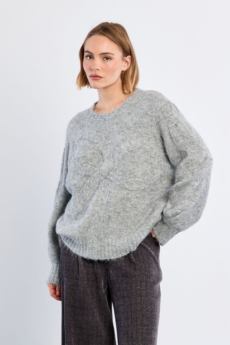 Pull en maille avec détail nœud, LILI SIDONIO