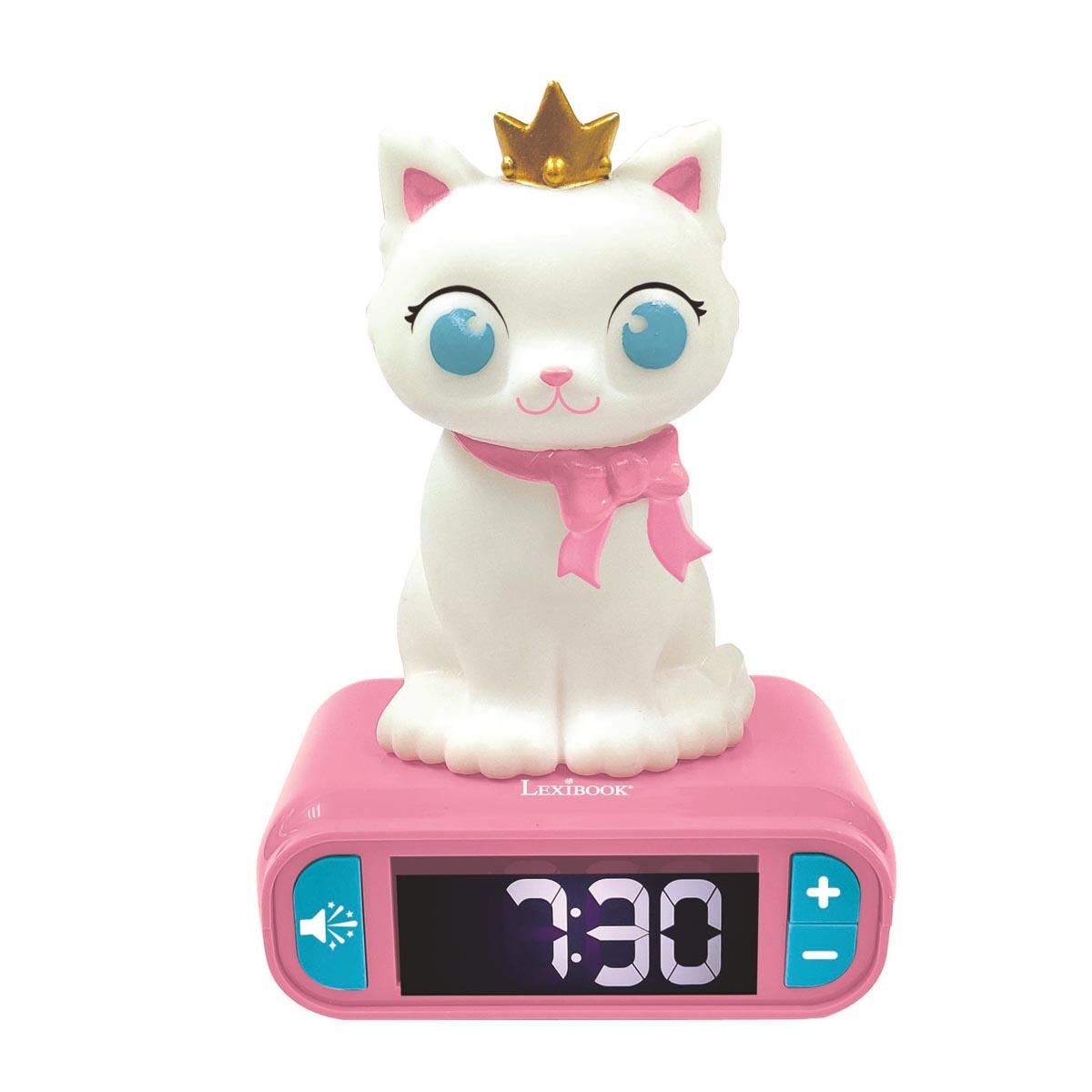 Réveil Veilleuse Lumineuse Chat en 3D, LEXIBOOK