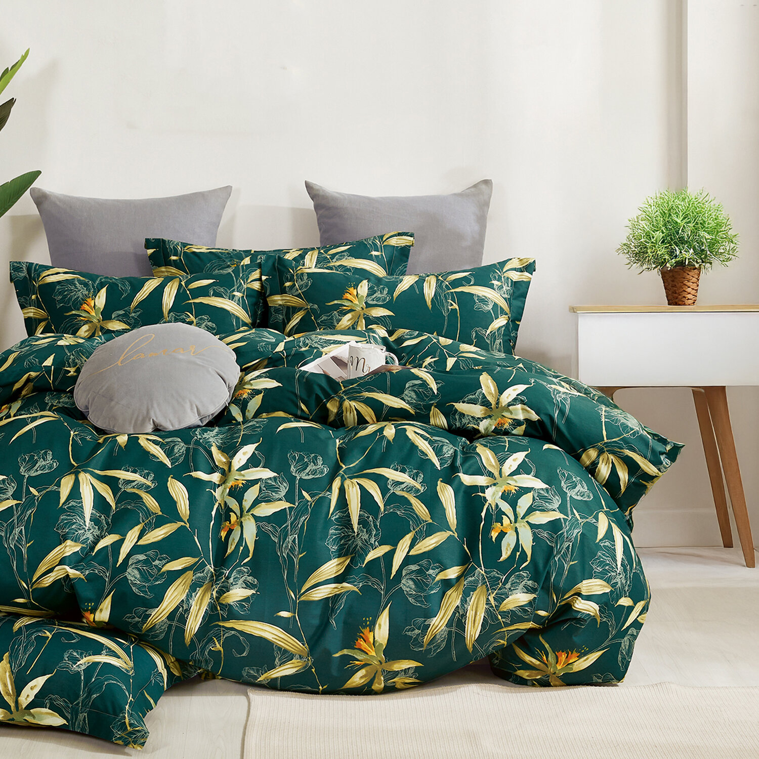 Parure housse de couette en percale de coton, Bambusia, C DESIGN HOME TEXTILE