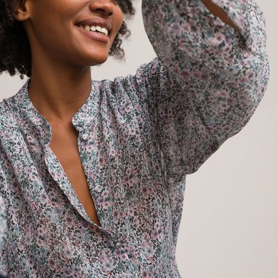 Floral Print Blouse with Long Puff Sleeves LA REDOUTE COLLECTIONS