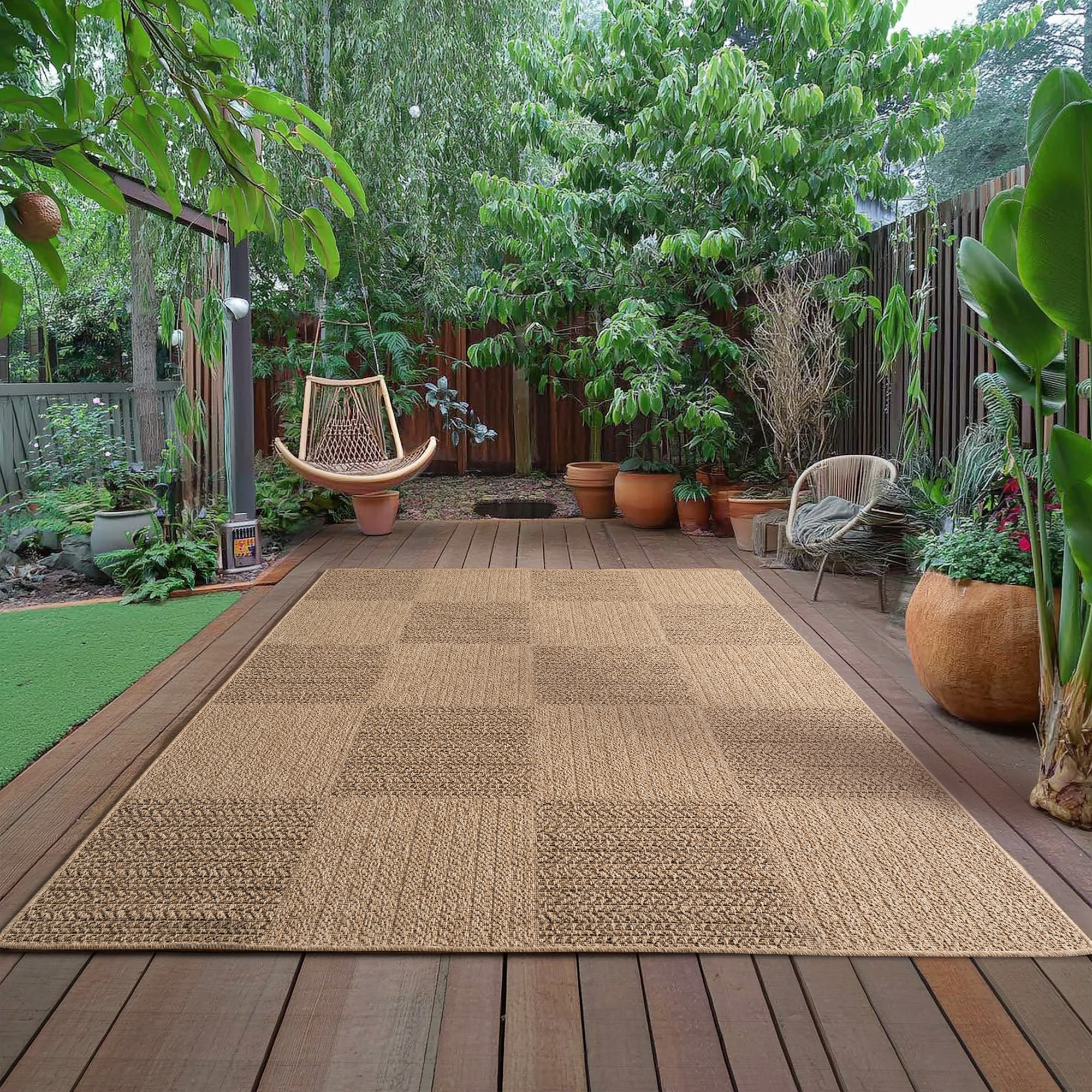 Tapis intérieur extérieur à motif damier LINORA, NAZAR RUGS