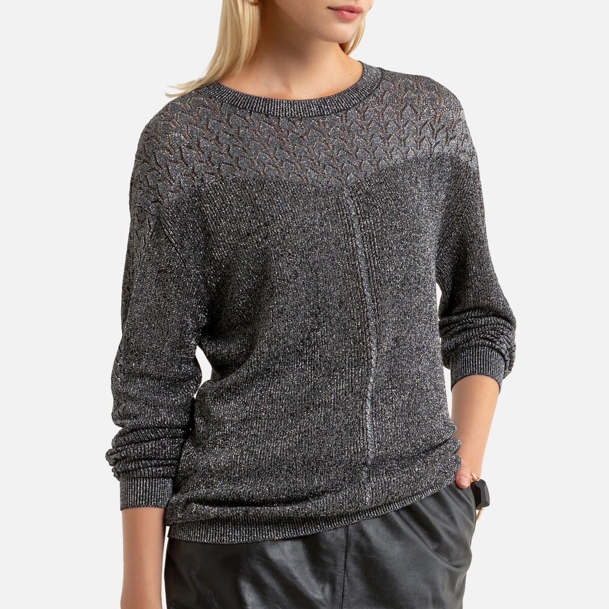 womens black crew neck jumper