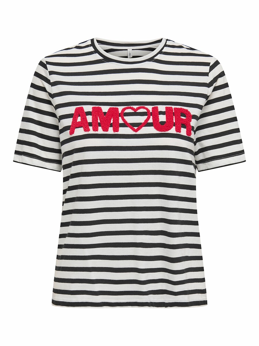 T-shirt rayé message amour