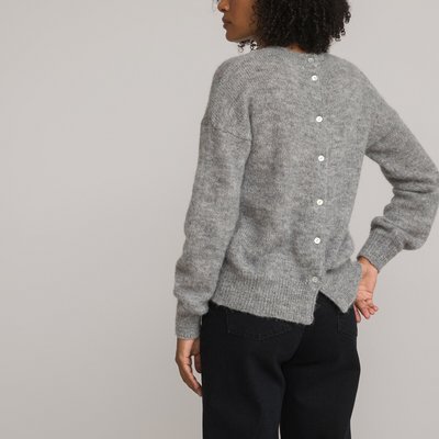 Пуловер с круглым вырезом на пуговицах на спинке из смешанной альпаки LA REDOUTE COLLECTIONS