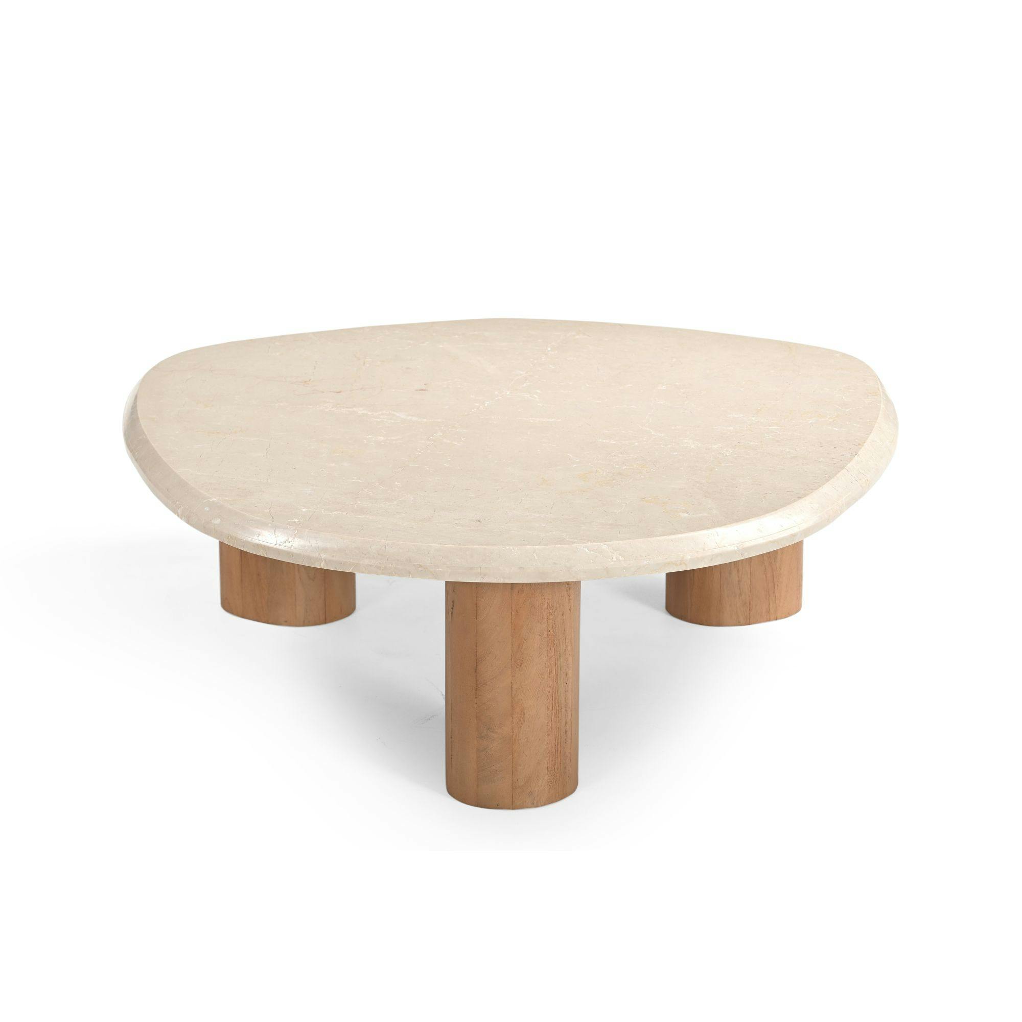 Table basse travertin bois design organique 100 cm DUOMO, PIER IMPORT