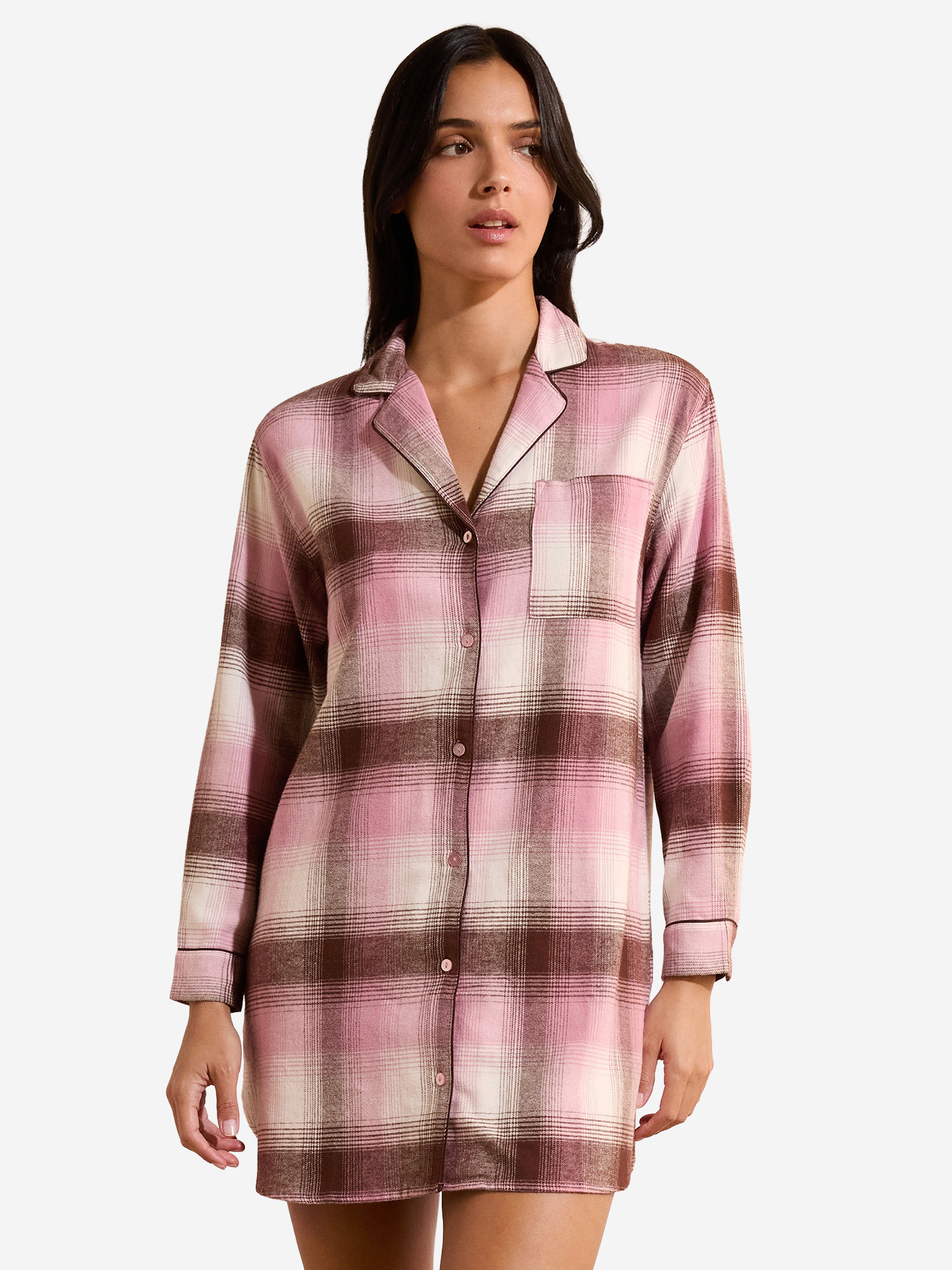 Chemise de nuit à carreaux en coton HELINE, ETAM