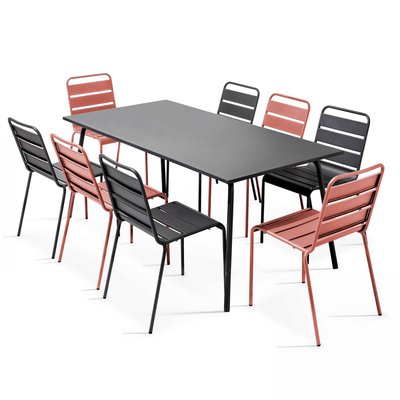 Salon de jardin table et 8 chaises coloris dépareillés, Palavas OVIALA