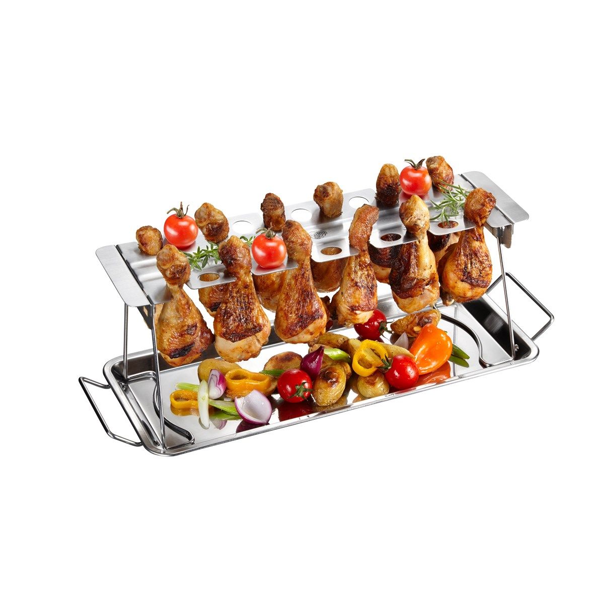 Support pour cuisses de poulet barbecue en acier inoxydable argent BBQ