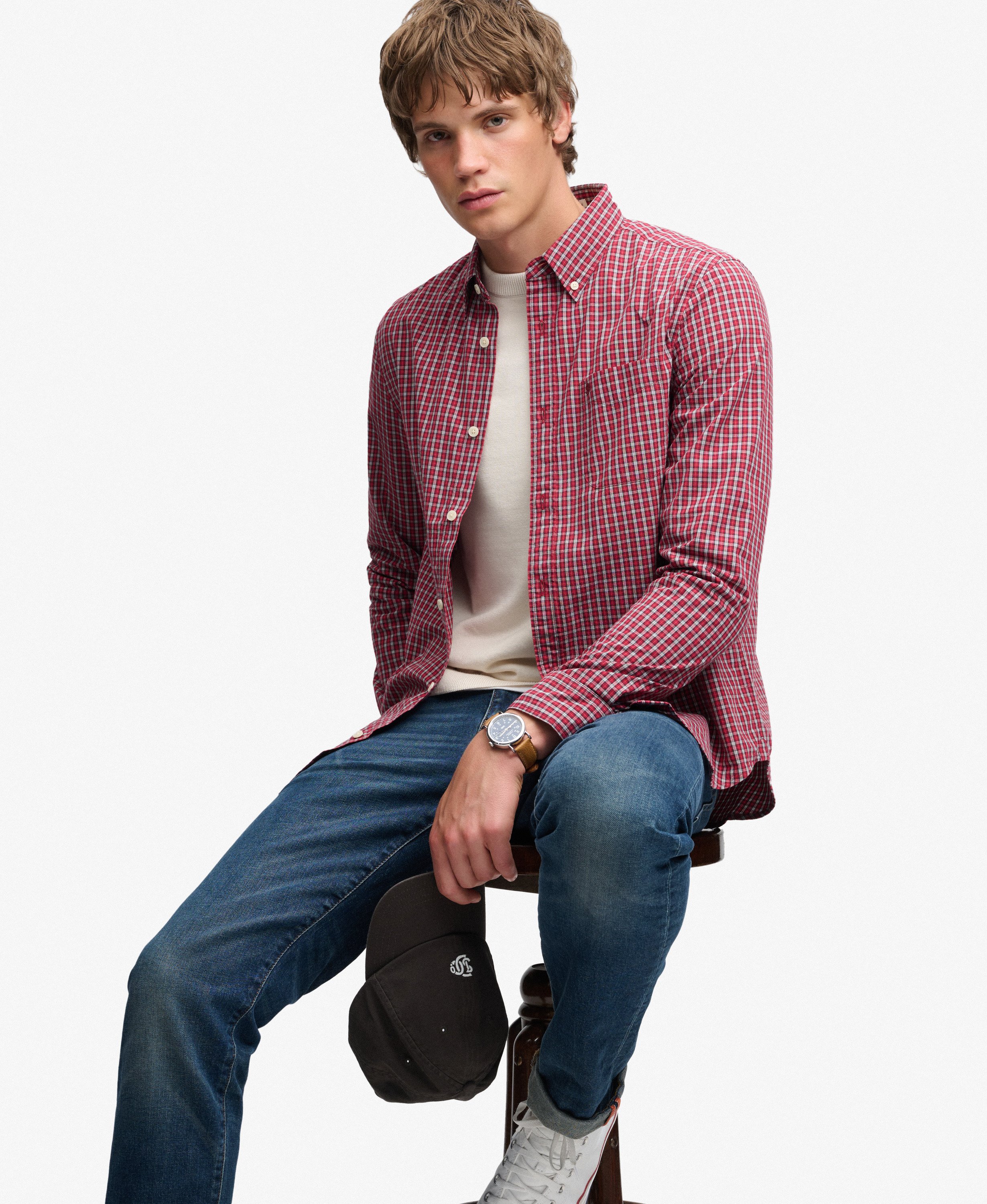 Chemise Preppy Poplin à Manches Longues, SUPERDRY