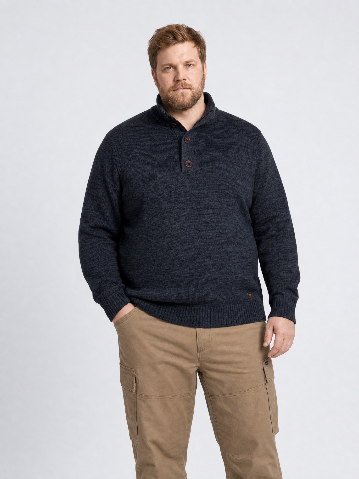 Pull Polo en maille chinée grande taille steelbridge, PETROL INDUSTRIES